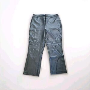 HALOGEN Women's Black Faux Leather Pants Size 12 - Sleek & Stylish Holiday Party